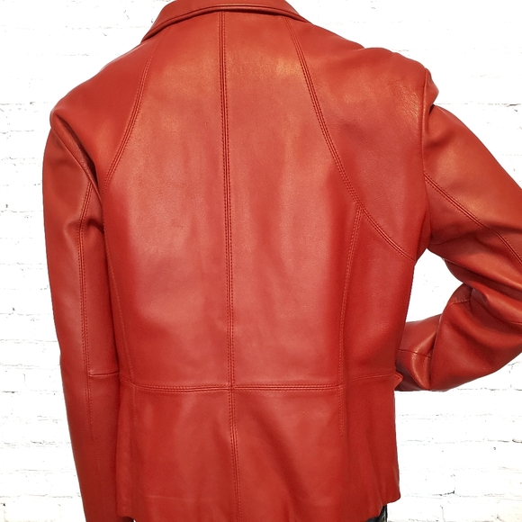 Kenneth Cole Reaction Red Leather Moto Jacket - Picture 5 of 8